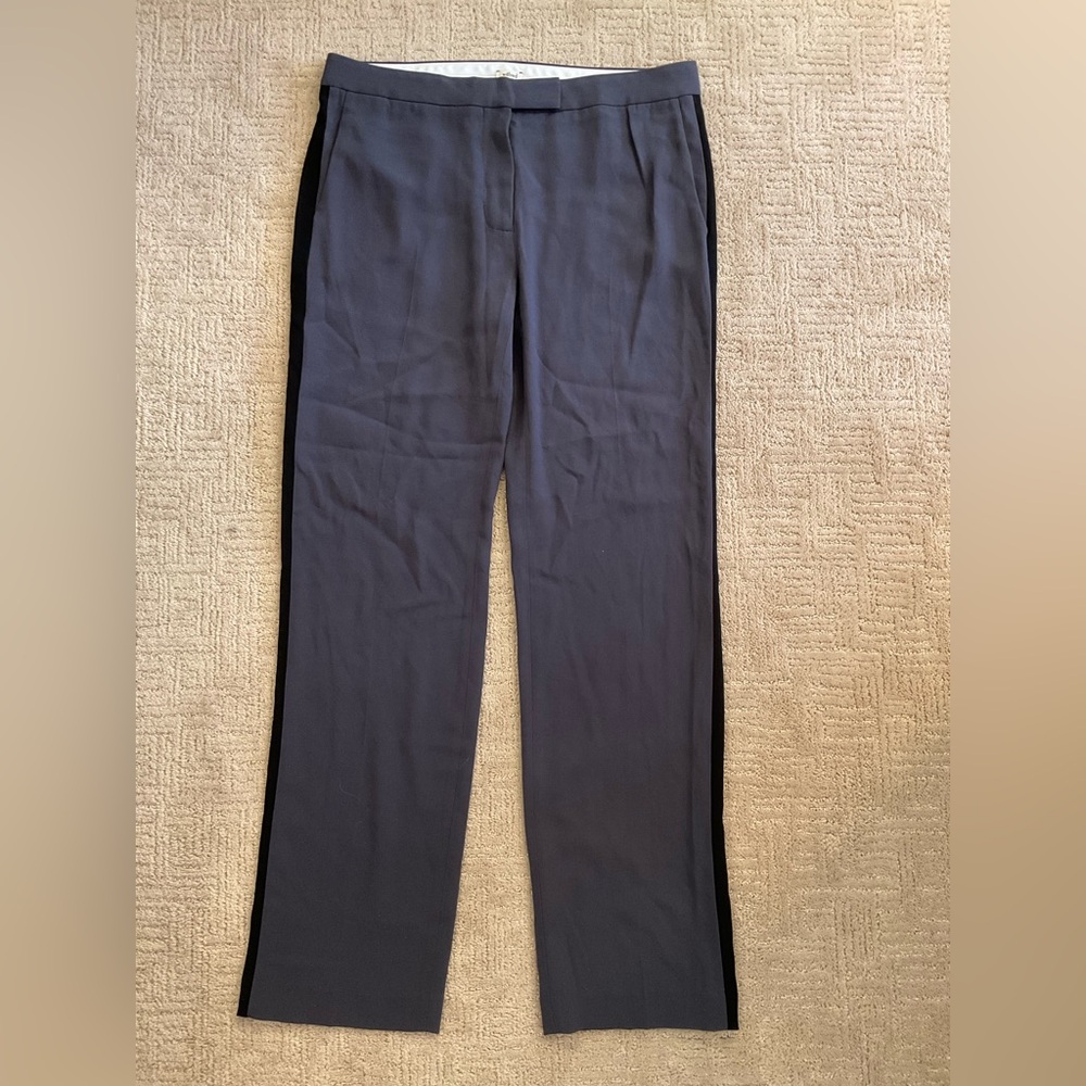 💜⚡️ Aritzia Wilfred Slate Grey Trouser Pants w Black Side Stripe Sz 10 / 34 EUC
